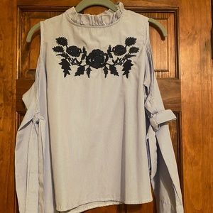 Cute Striped Ruffle Blouse